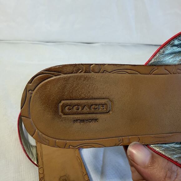 Coach Leather Sara Sandals Hot Pink Flip Flops Women's Size 11 B - Picture 8 of 8